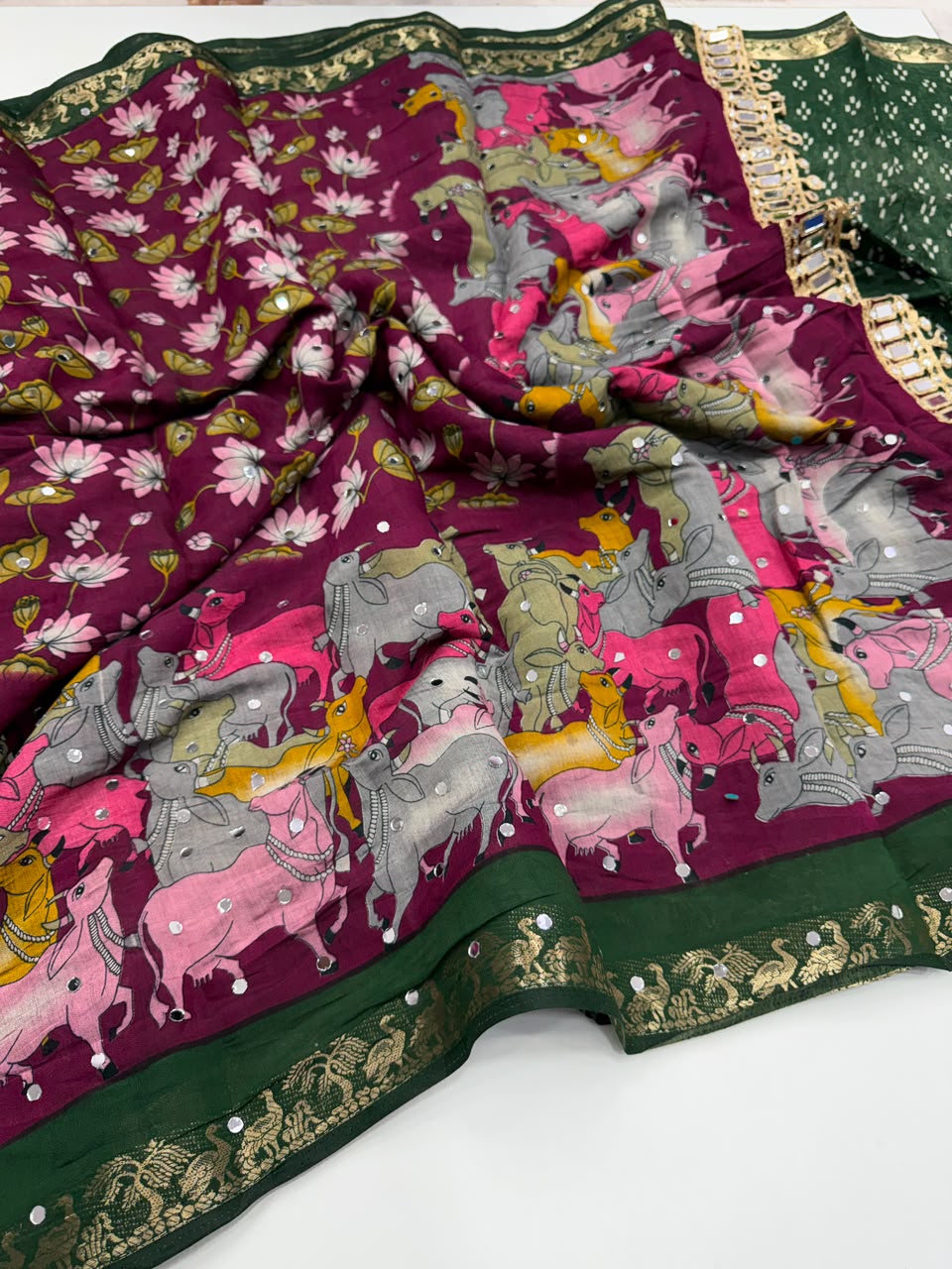 Mangalkari Viscose with 1500+real mirror work 1299/-