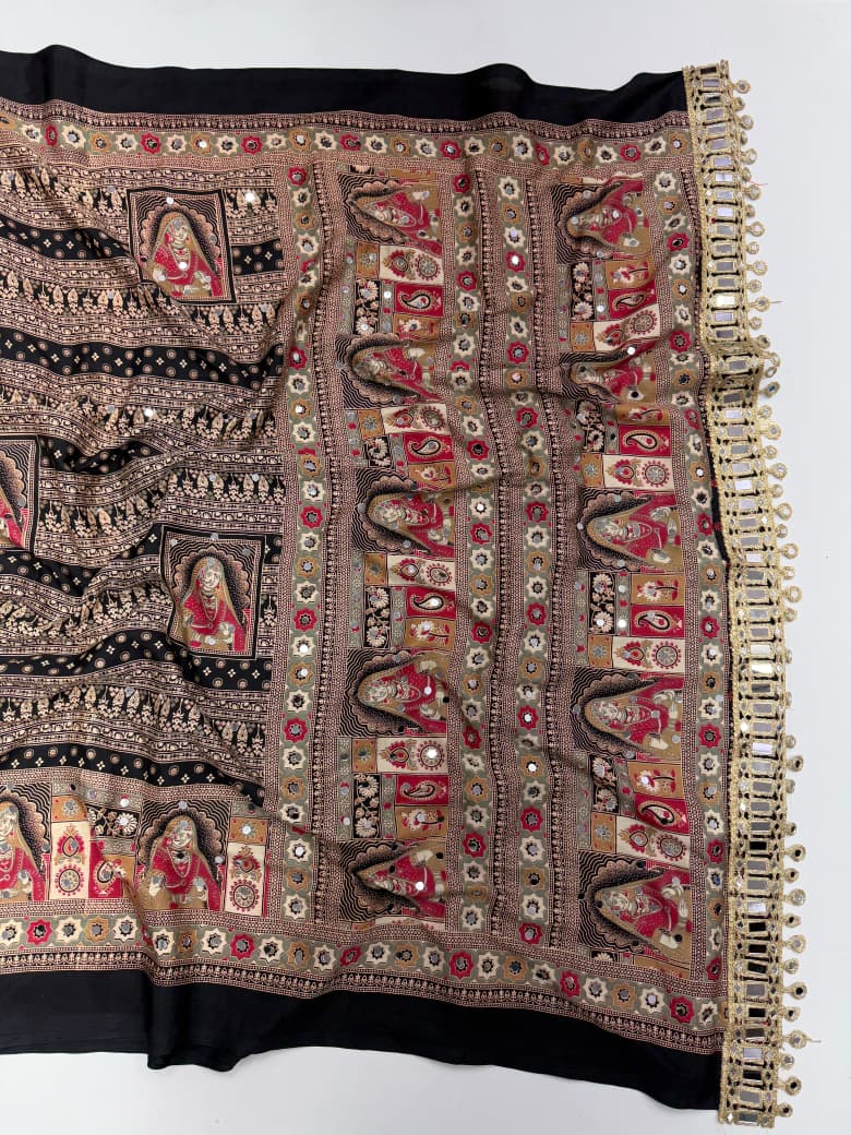 AJRAKH MIRROR saree with mirror All over sareeHome washable
