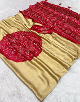 Pure gaji silk saree with real mirror