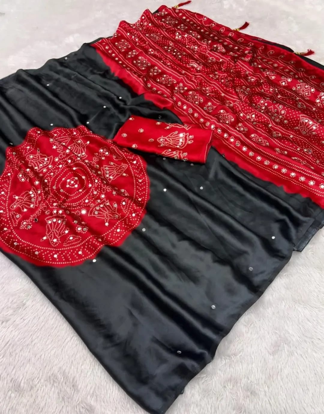 Pure gaji silk saree with real mirror