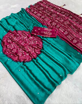 Pure gaji silk saree with real mirror