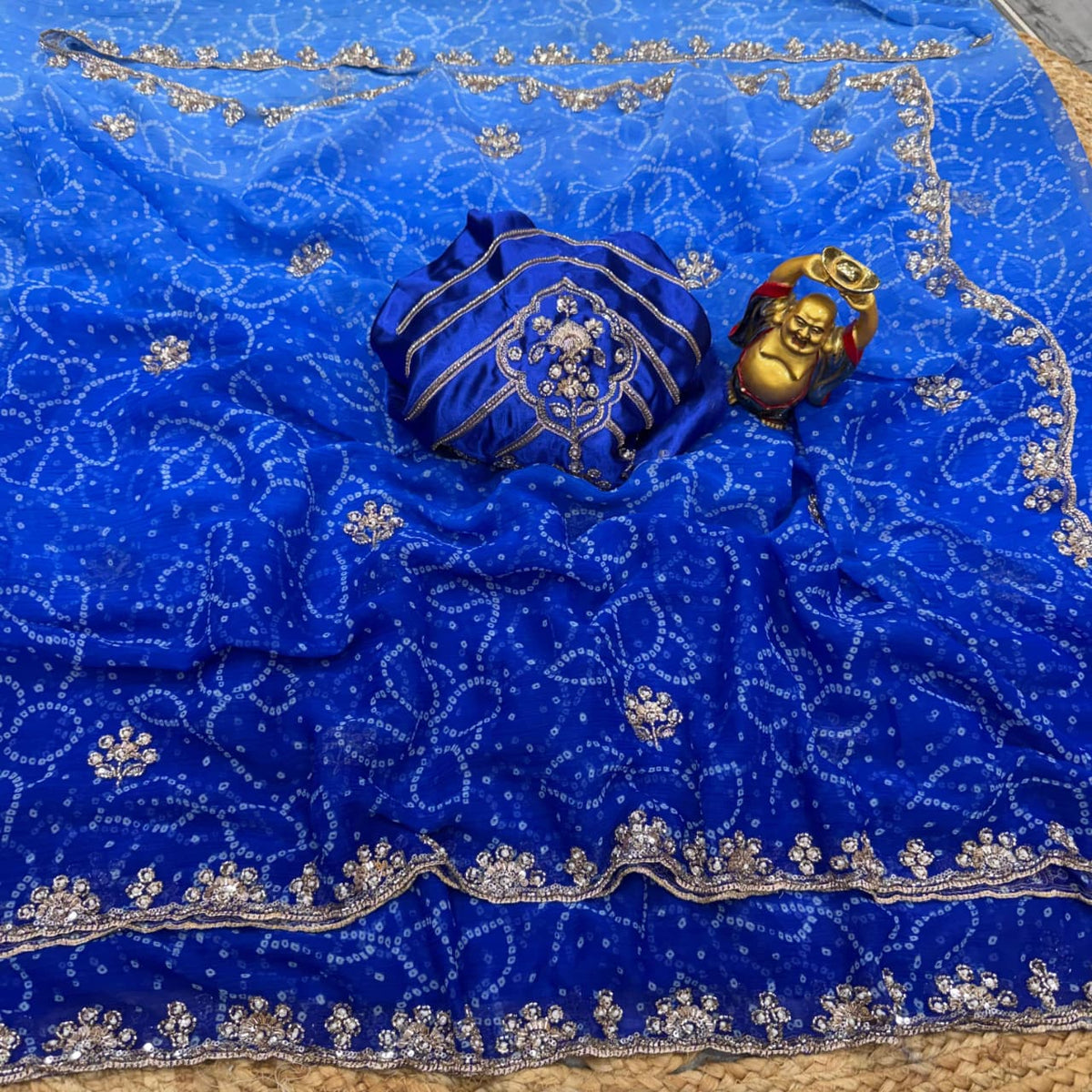 Chiffon georgette hand work sarees With dual shade