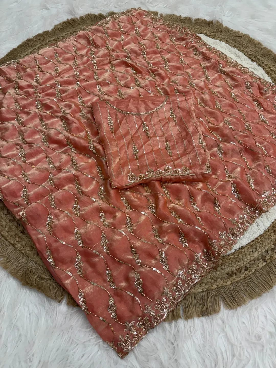 Premium space silk saree with beautiful hand work 1st Edition sarees
