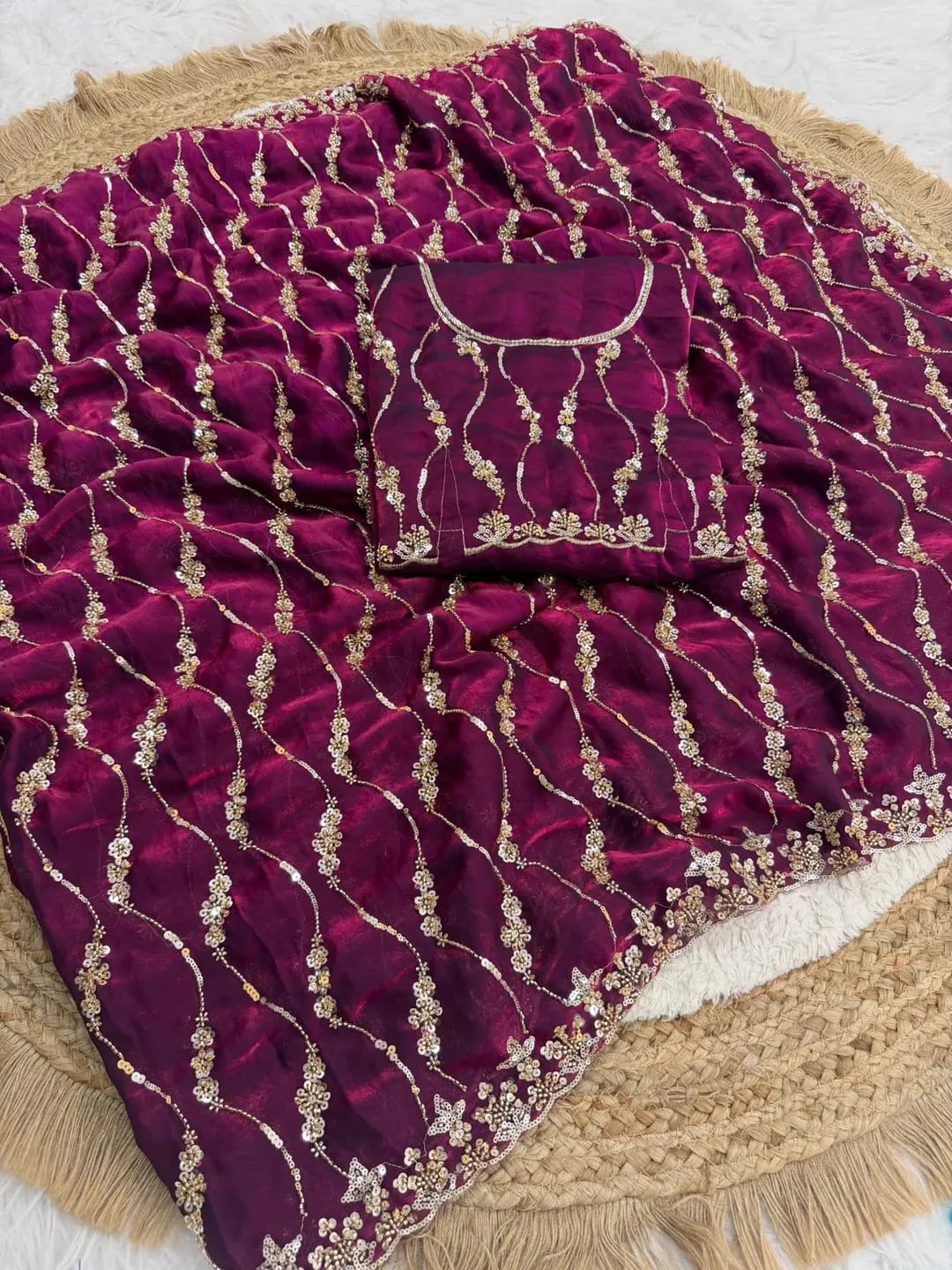 Premium space silk saree with beautiful hand work 1st Edition sarees