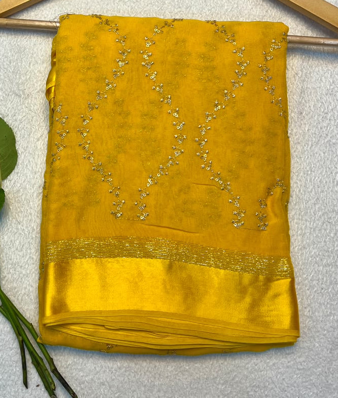 Viscose Georgette Sattin border