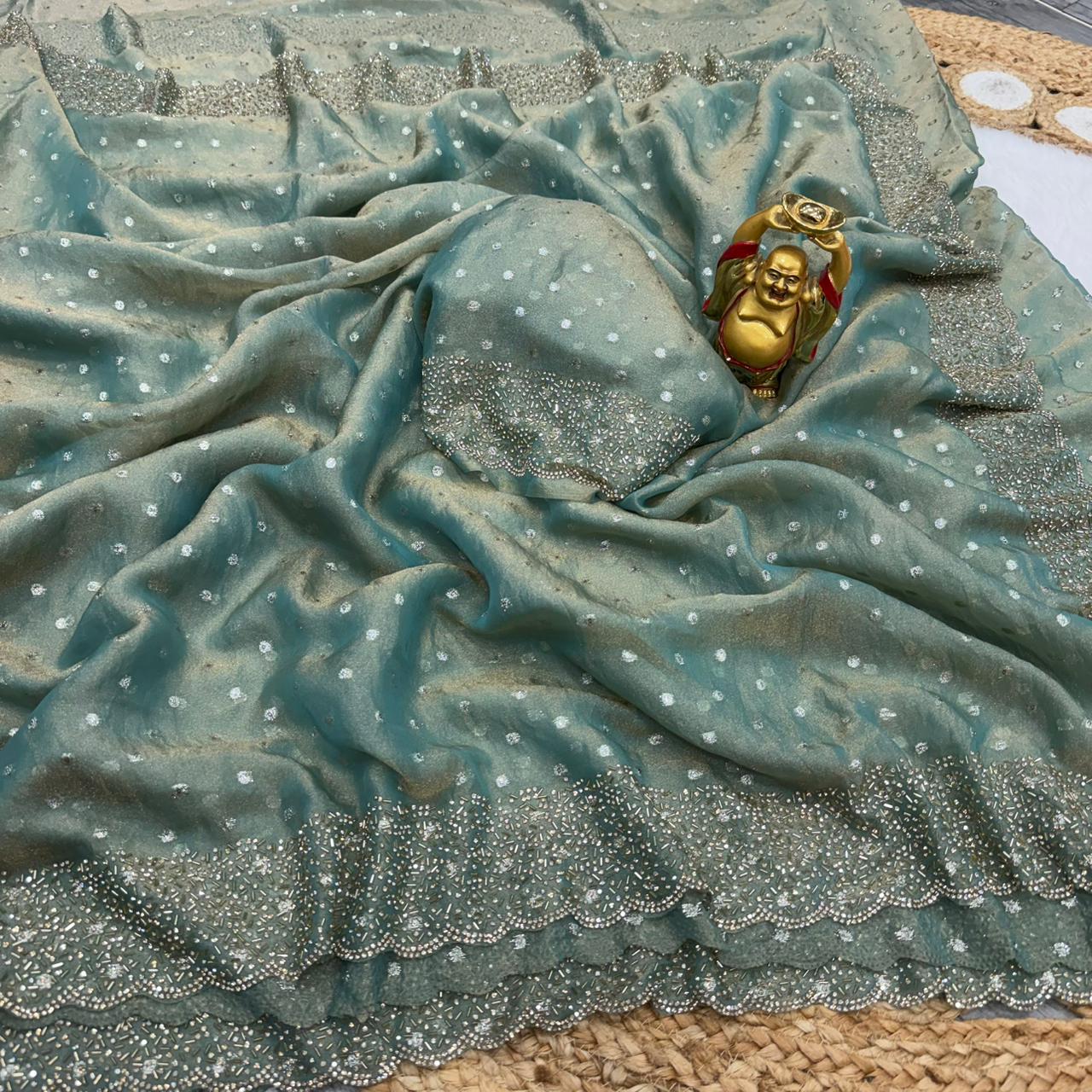 Space silk Jharkhan work saree
