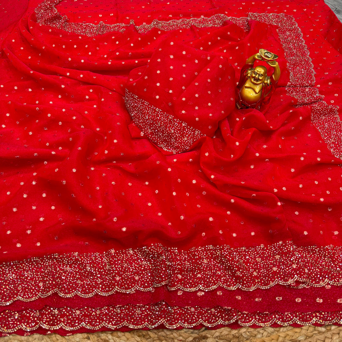 Space silk Jharkhan work saree