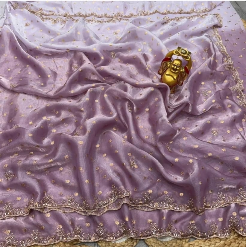Space silk zari butii with handwork
