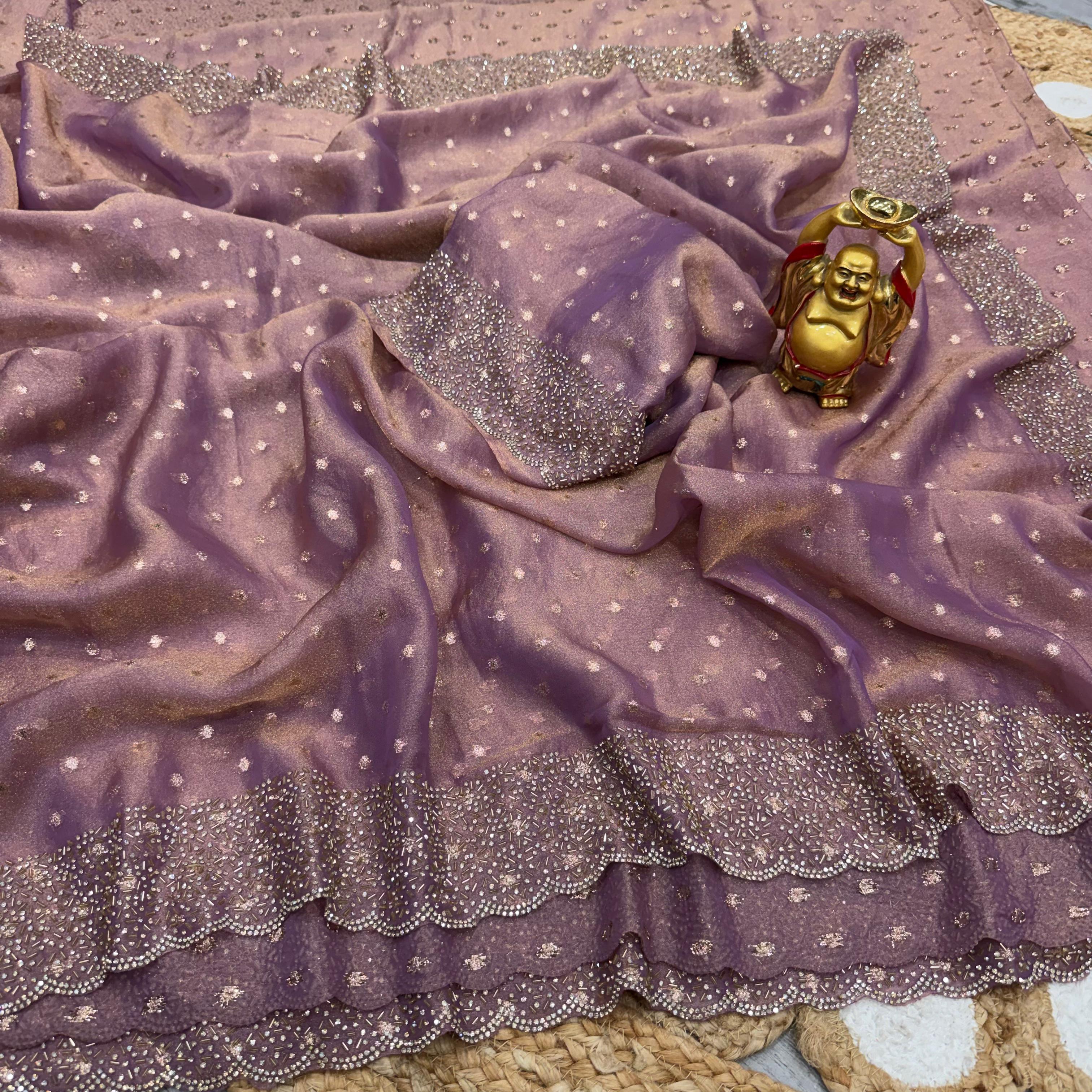 Space silk Jharkhan work saree