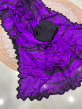 Dyeable chinnon handwork sarees