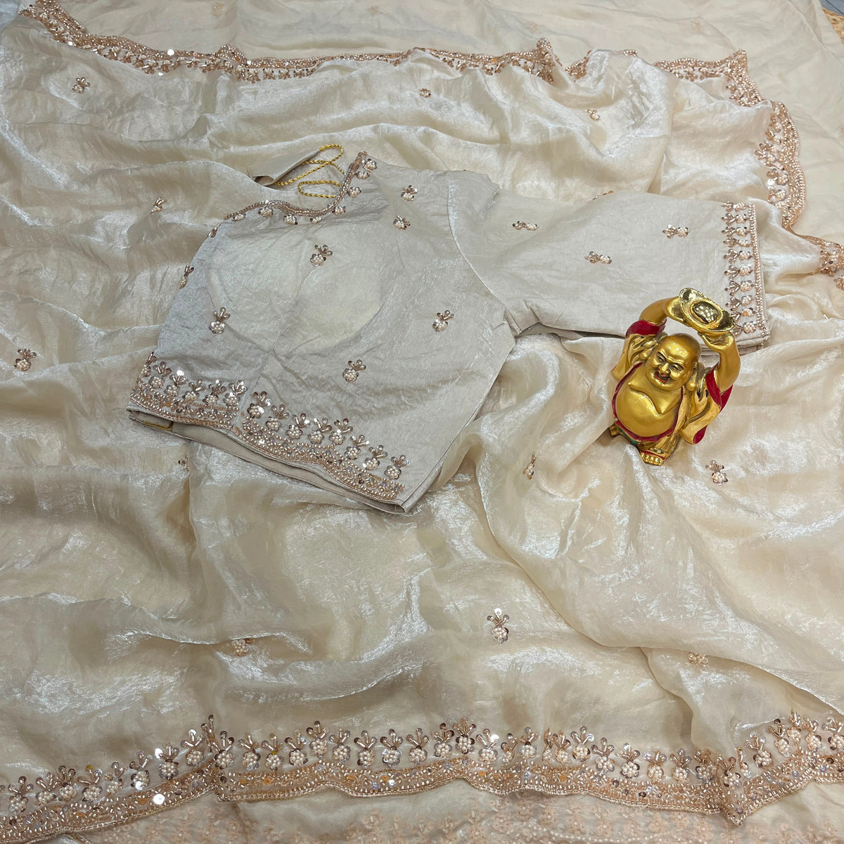 Space silk saree with stitched blouse