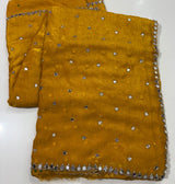 Space silk saree with real mirror work