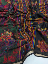 Soft silk real mirror work saree