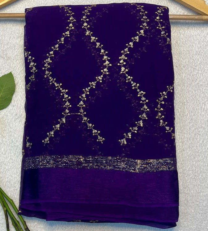 Viscose Georgette Sattin border