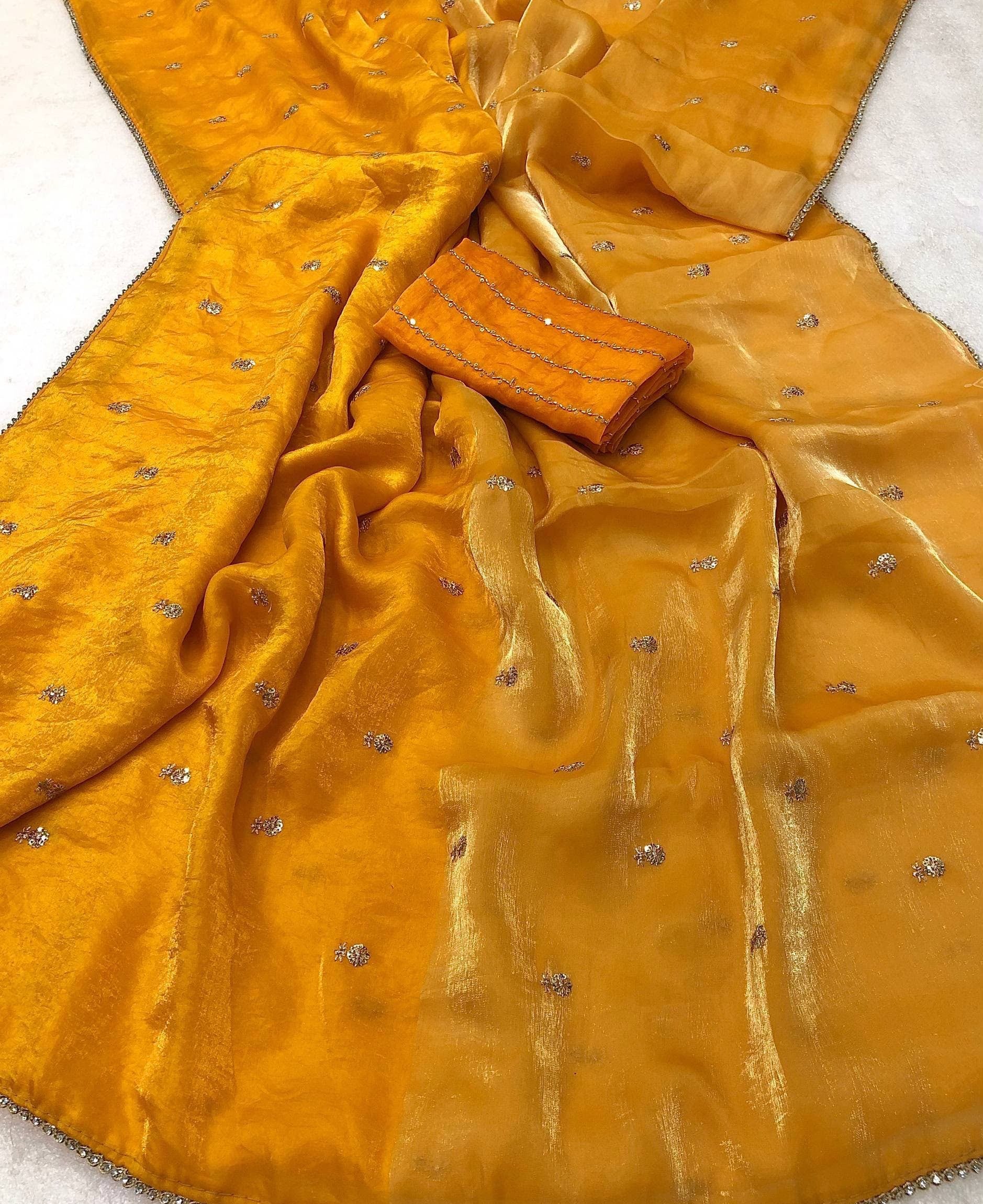 Space silk satin 2 shade sarees