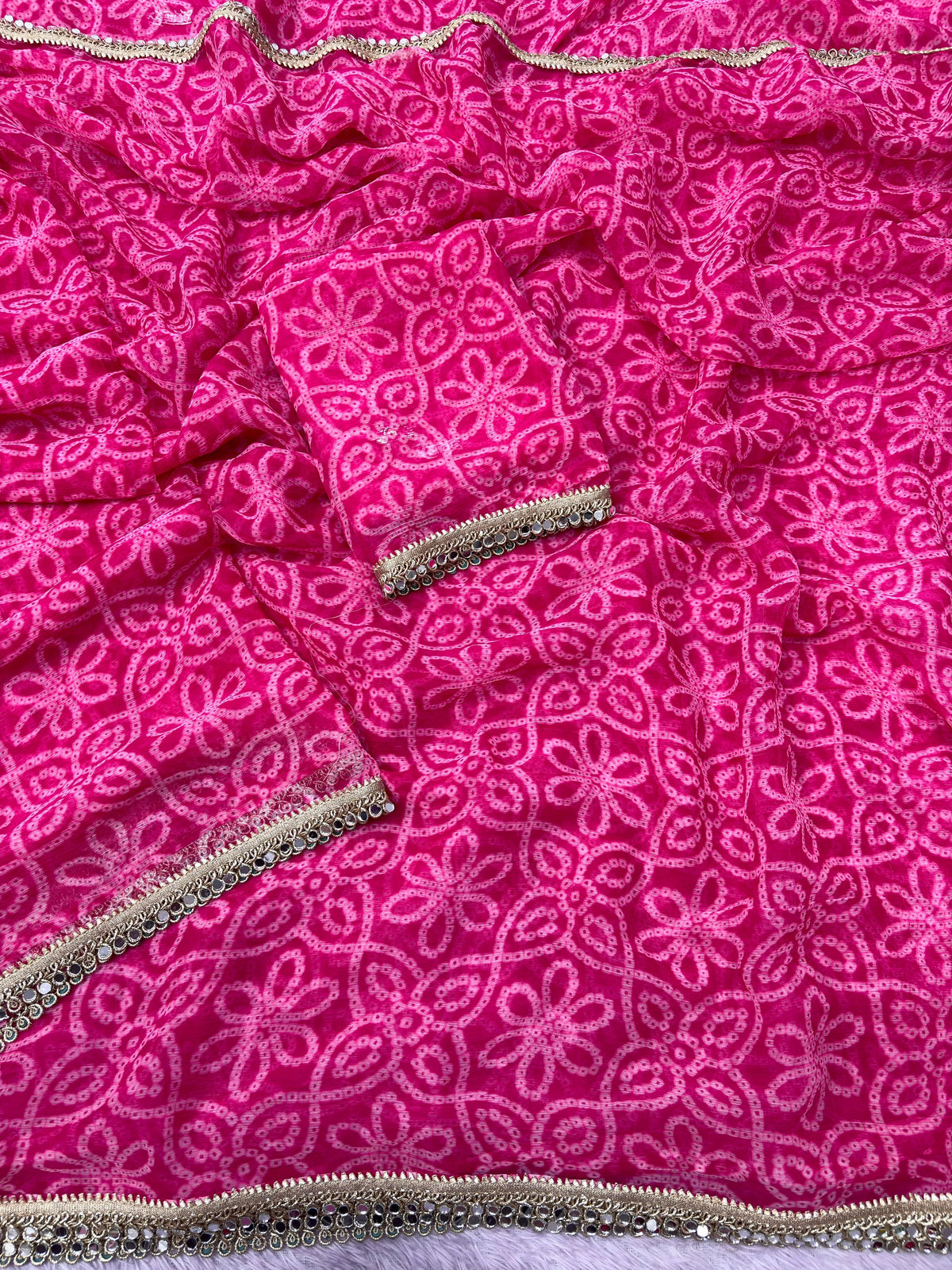 Chiffon mirror work sarees