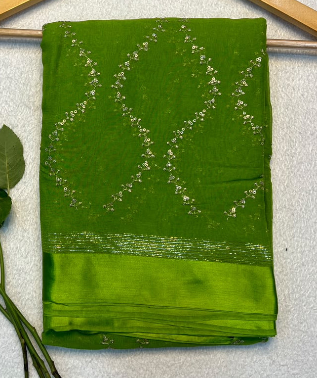 Viscose Georgette Sattin border