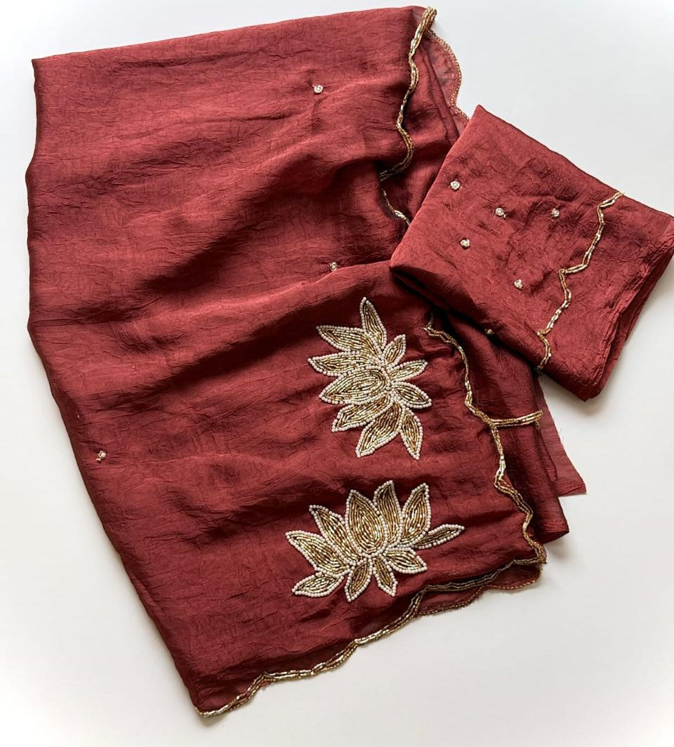 Ranggoli Crush handwork saree