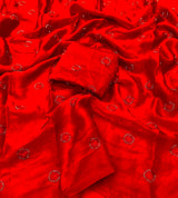 Space silk satin with beads work circle design