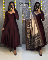 Anarkali dress with kalamkari dupatta
