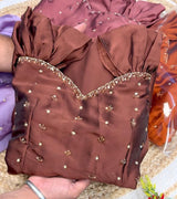 Rangolii silk gown with maggam work