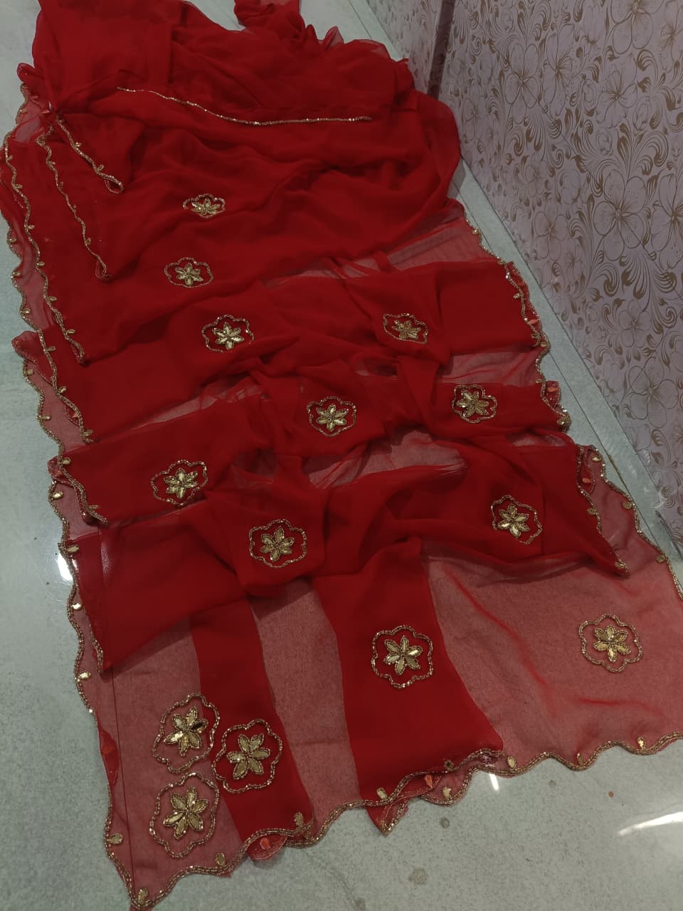Georgette handwork sarees