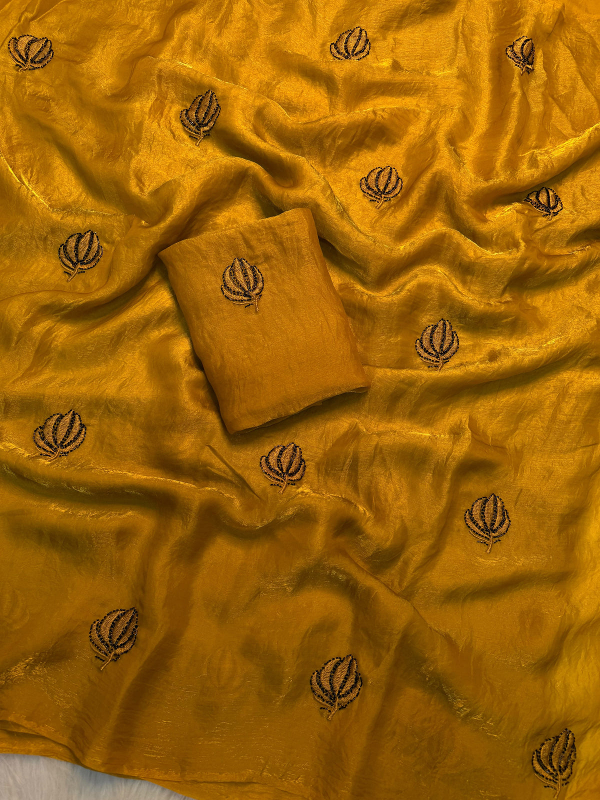 Space silk sarees with beads and embroidery work