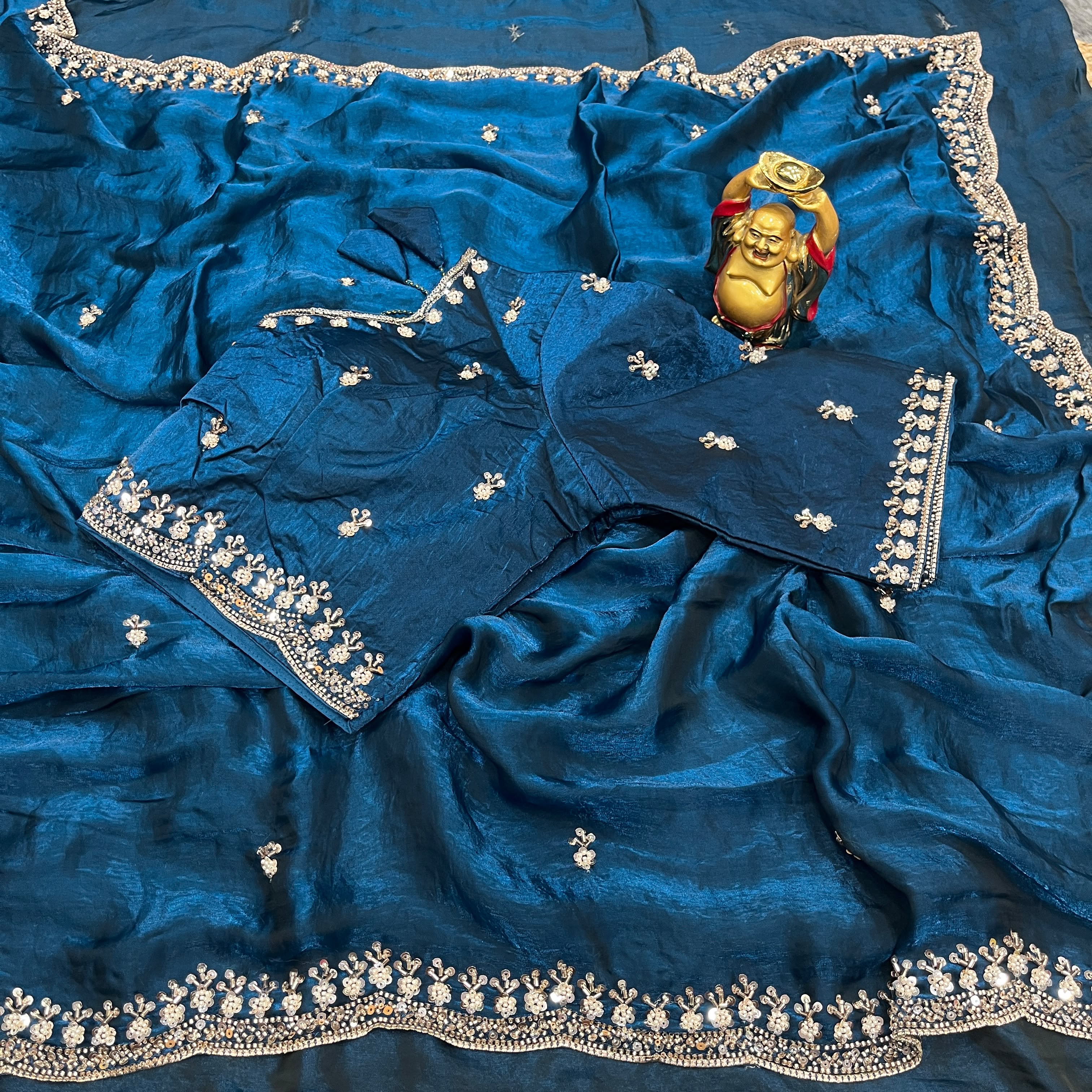 Space silk saree with stitched blouse