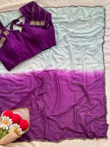 Viscose Chinnon handwork sarees