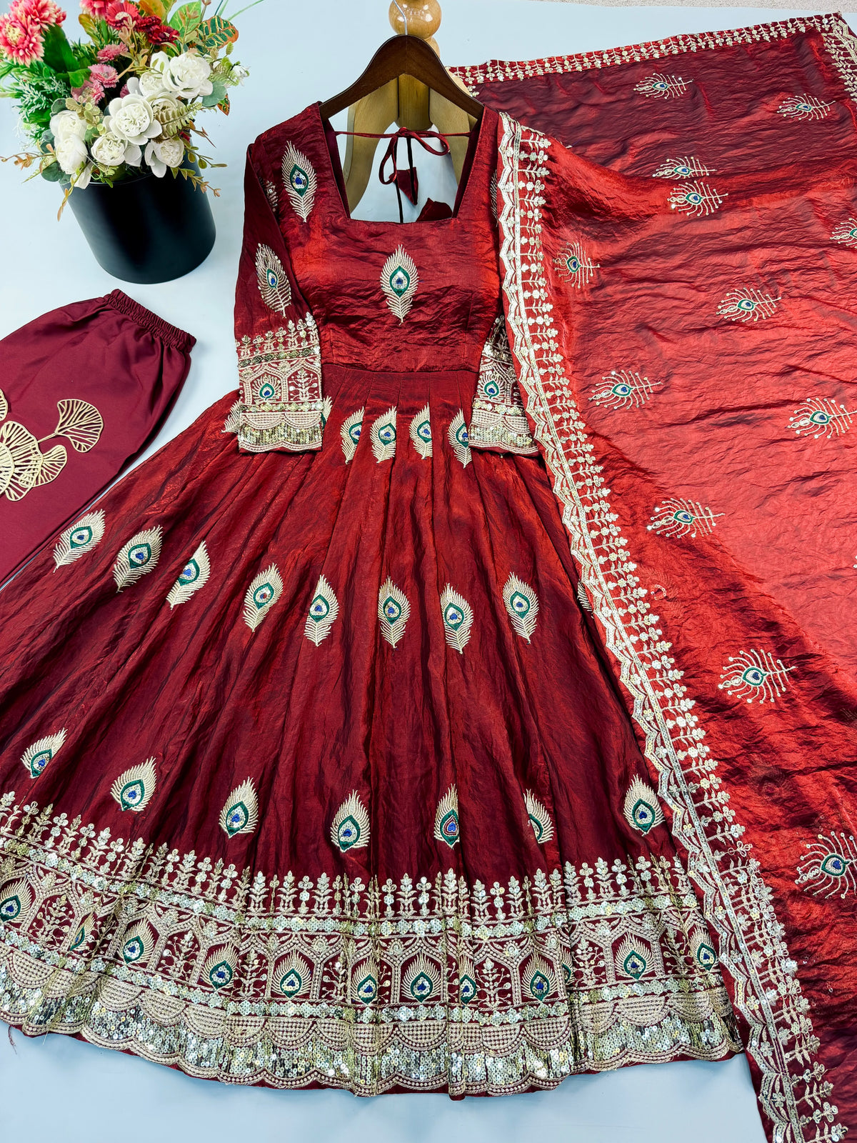 Space Silk Gown With Sequence work