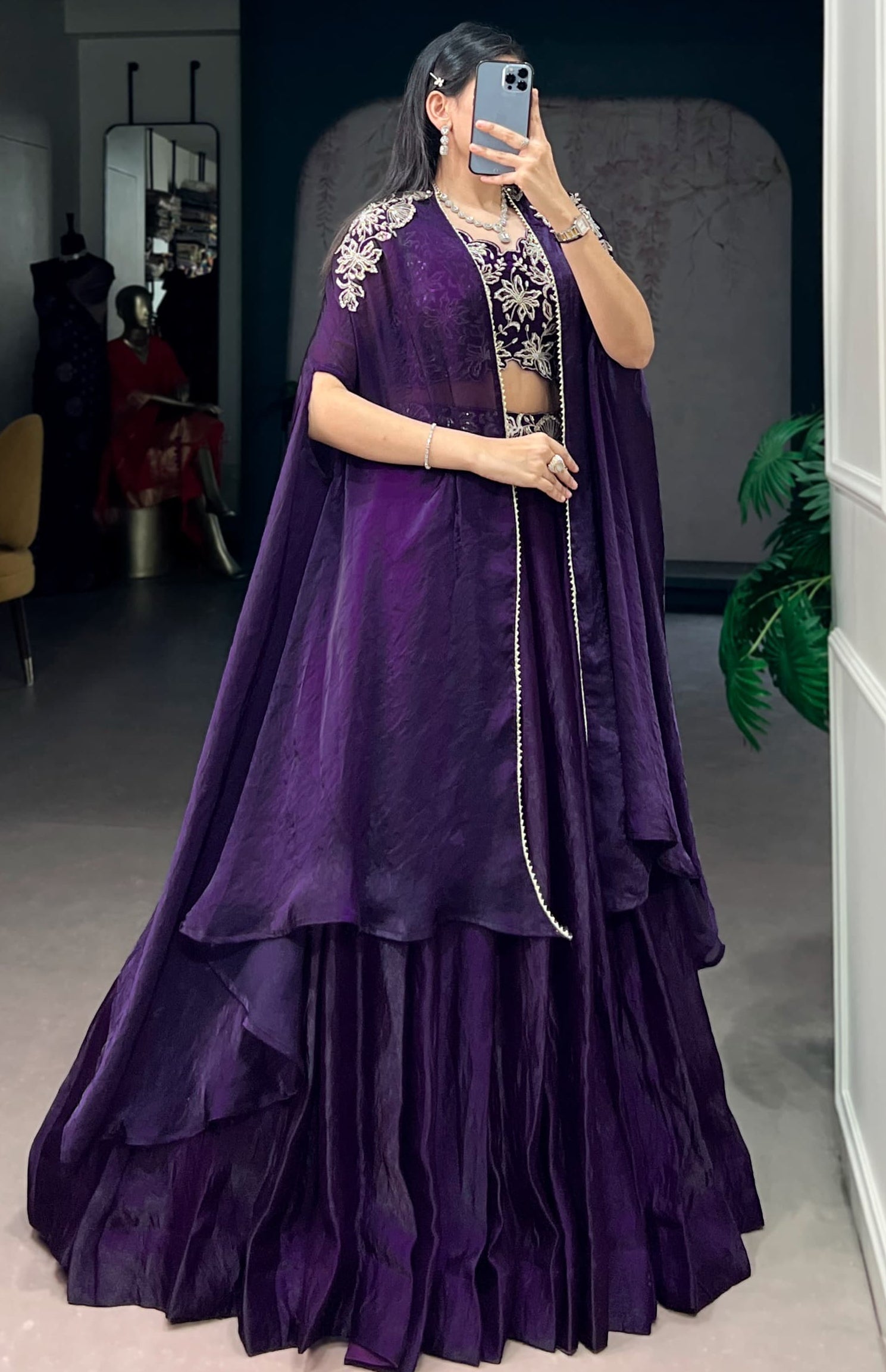 Space silk lehenga