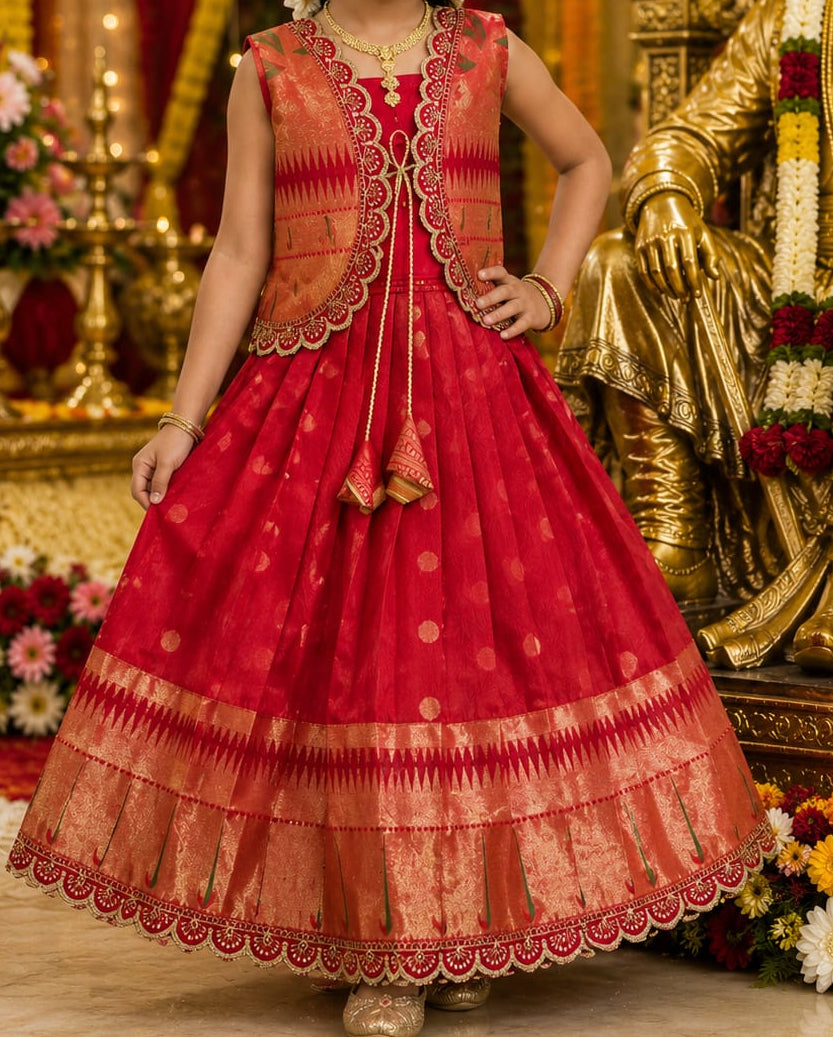 Paithani Silk Gown with Designer Coat