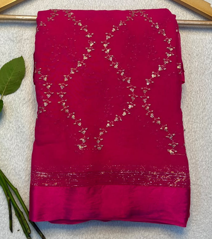 Viscose Georgette Sattin border