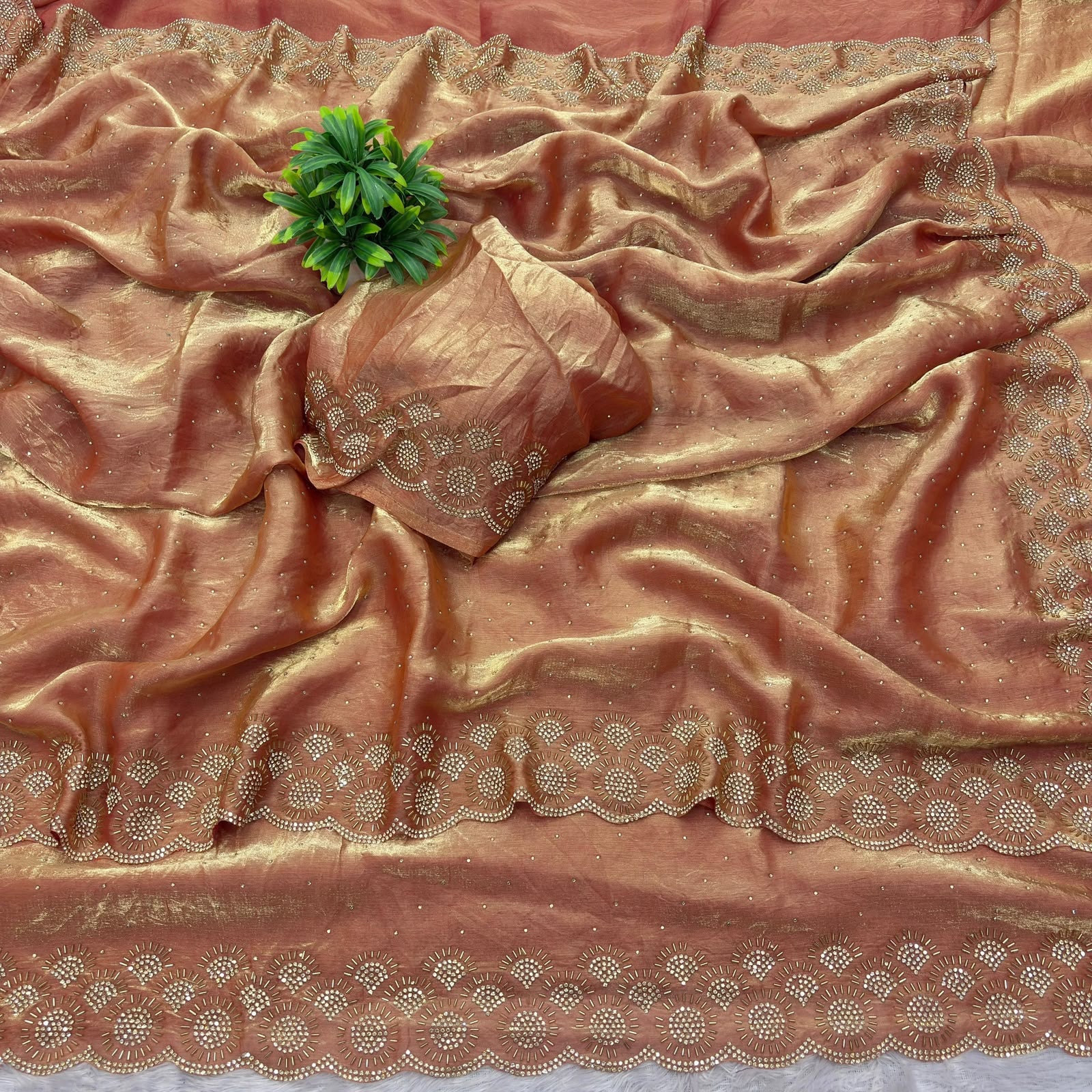 Space silk jarkhan work sarees