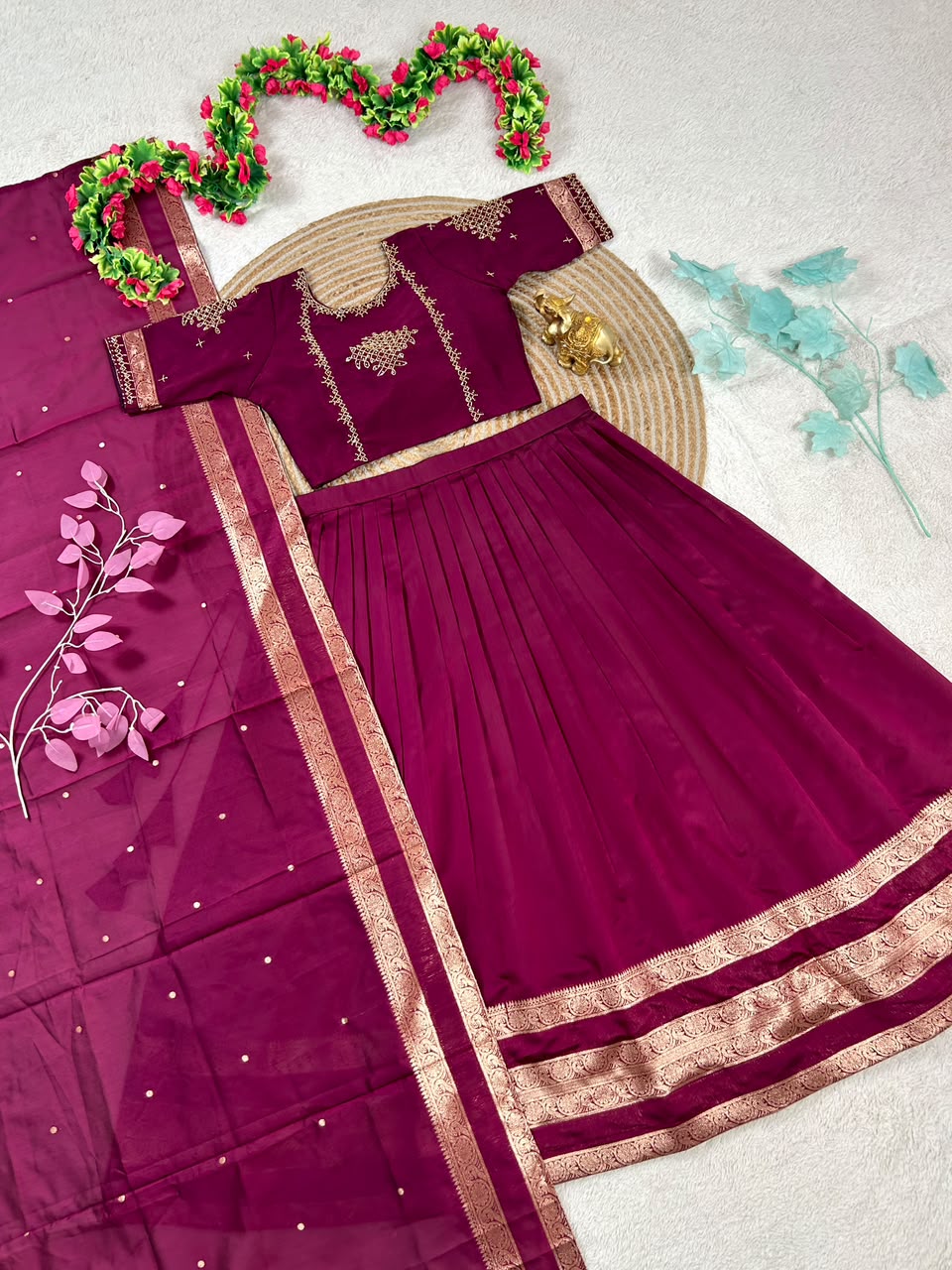 Premium Soft Silk lehenga choli with maggam work