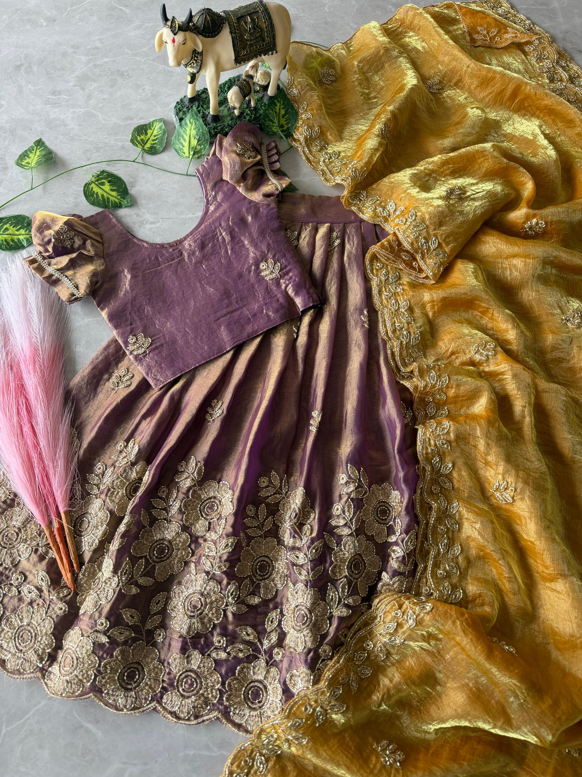 Space silk kids lehenga