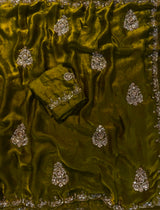 Space silk satin handwork sarees