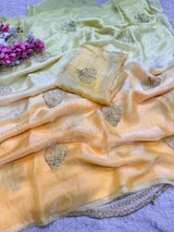 Space silk sarees with beads work