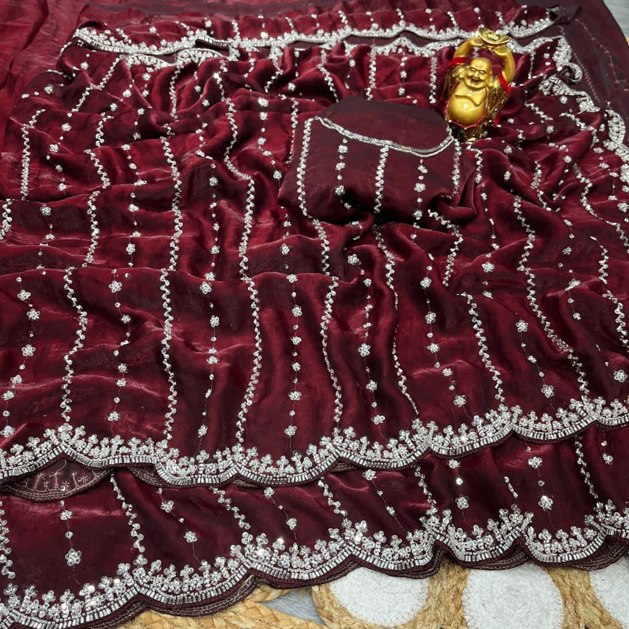 Space silk viral beads sarees