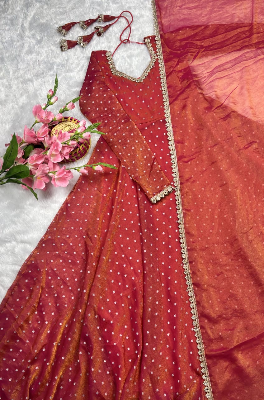 Moss silk anarkali