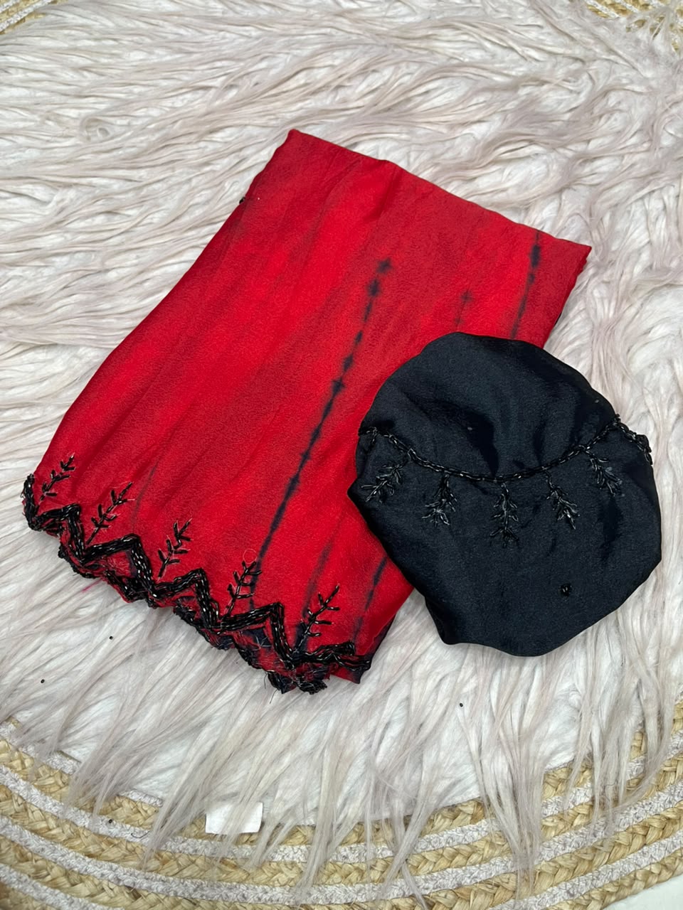 Dyeable chinnon handwork sarees