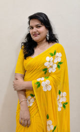 Chiffon Brush Print Saree