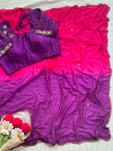 Viscose Chinnon handwork sarees