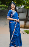 Space Silk Hand Work & Sequins Saree with Cut-Work