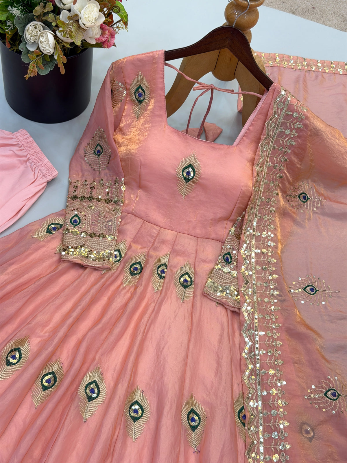 Space Silk Gown With Sequence work