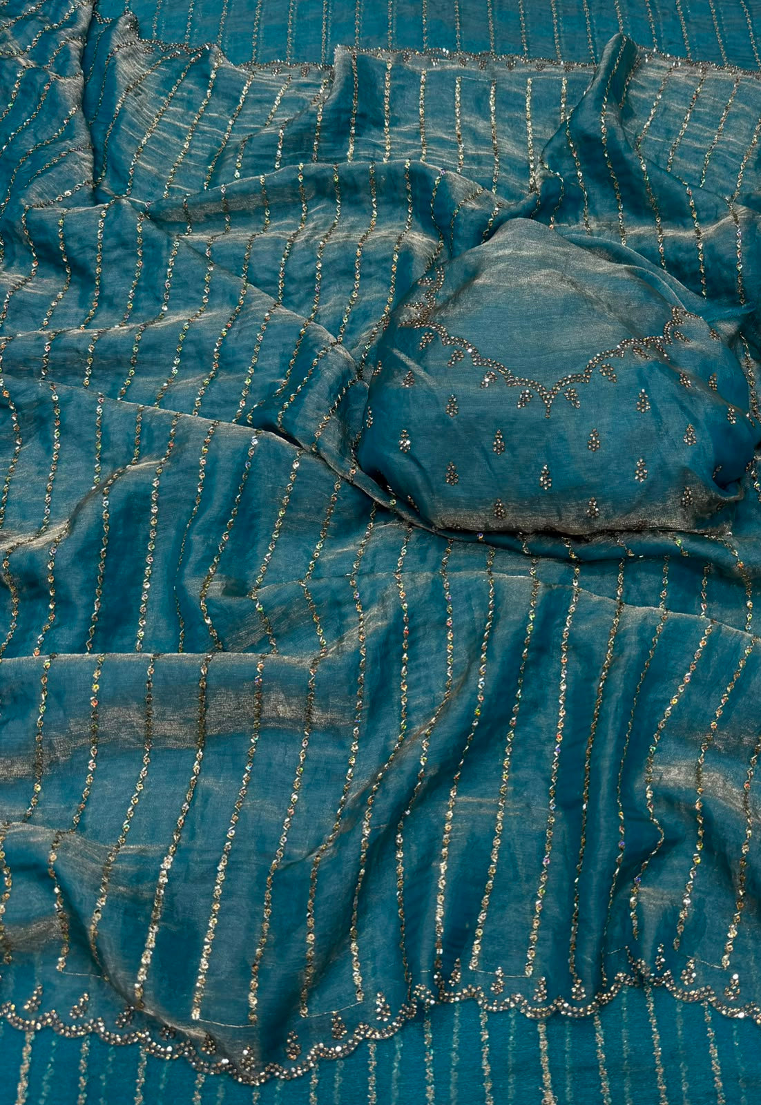 Space silk satin sarees