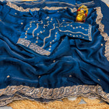 Space silk handwork saree with stitched blouse