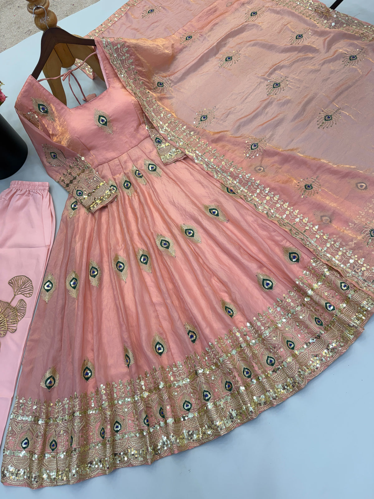 Space Silk Gown With Sequence work
