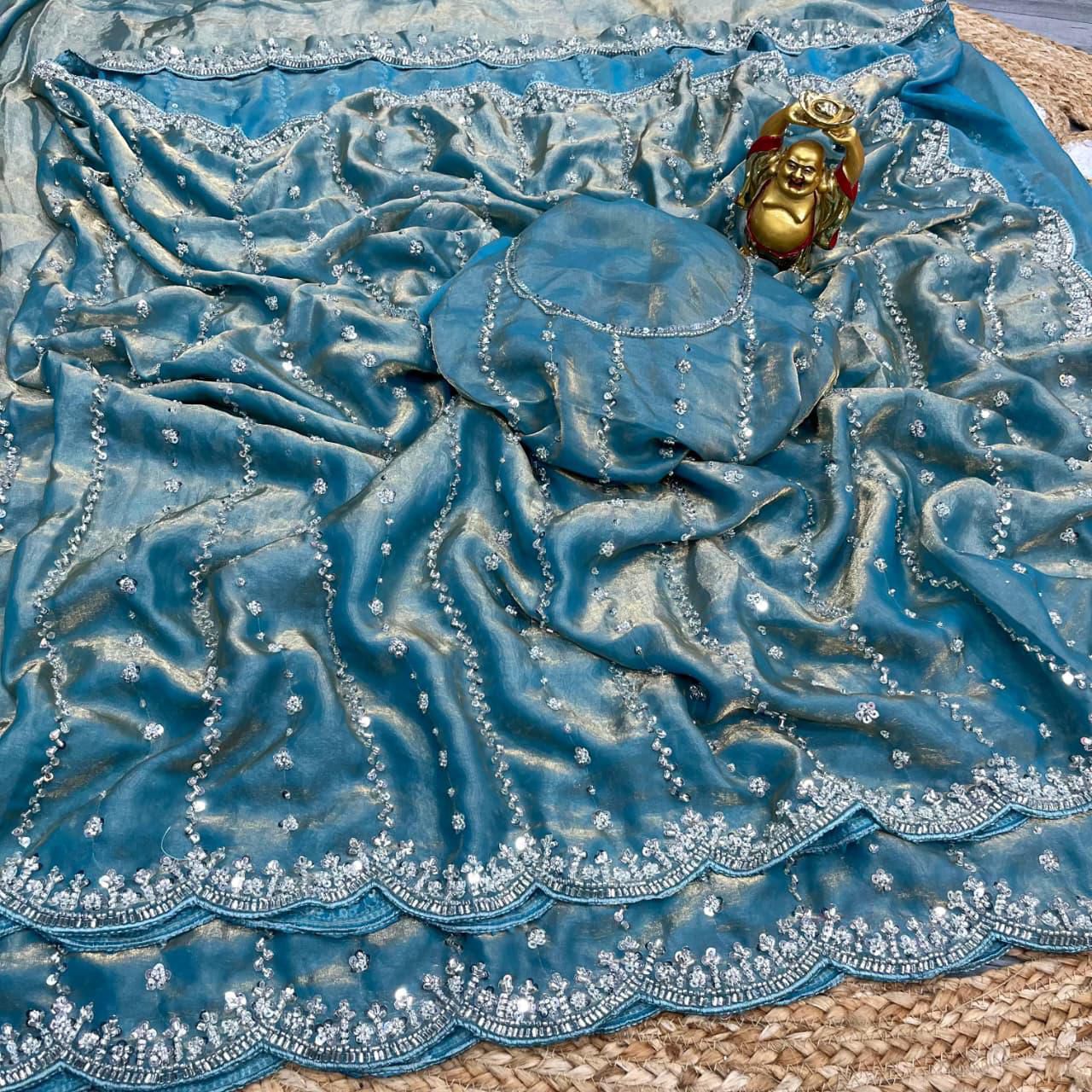 Space silk viral beads sarees