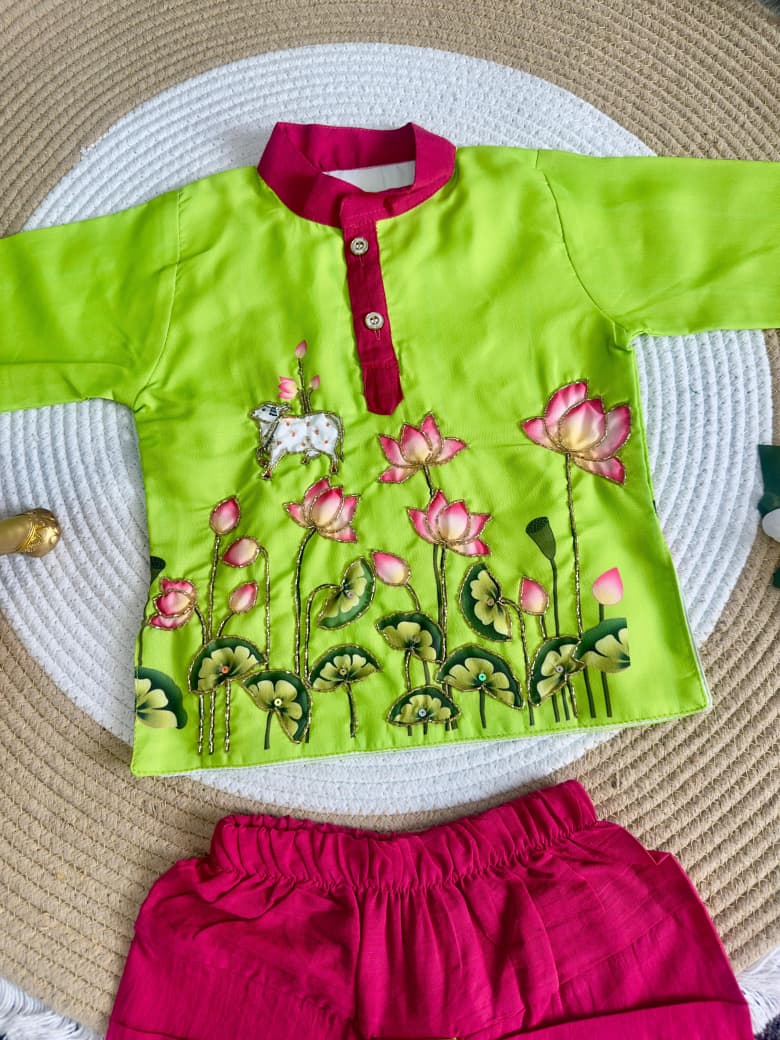 Kids Lotus dhoti kurta